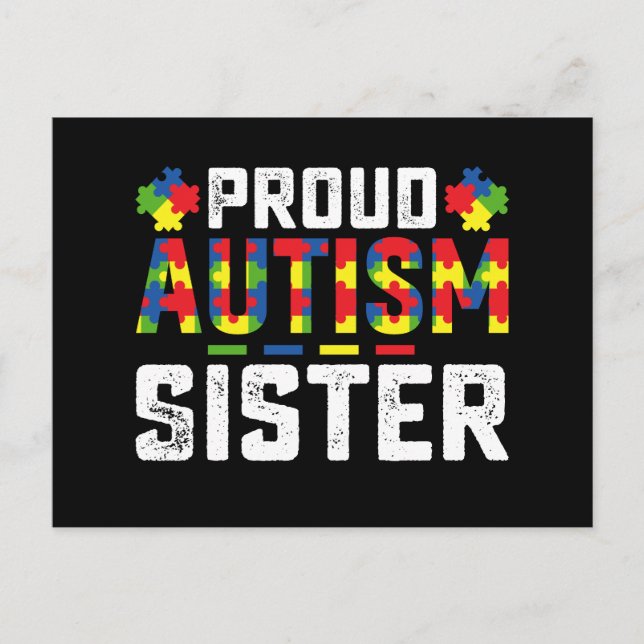 Proud Autism Sister Awareness Autistic Family Vykort (Framsida)