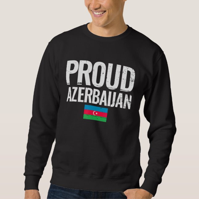 Proud Azerbajdzjan Flagga Lång Ärmad Tröja (Framsida)