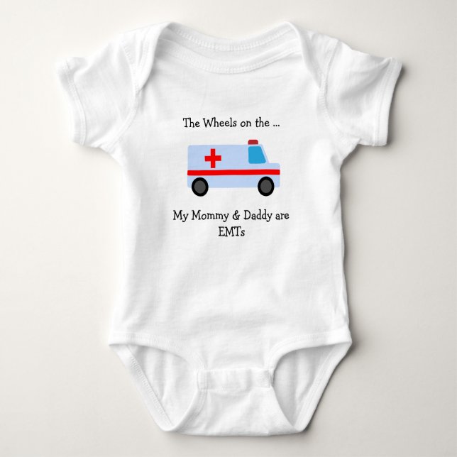 Proud Baby Parents är EMT:s Hjul på på T Shirt (Framsida)