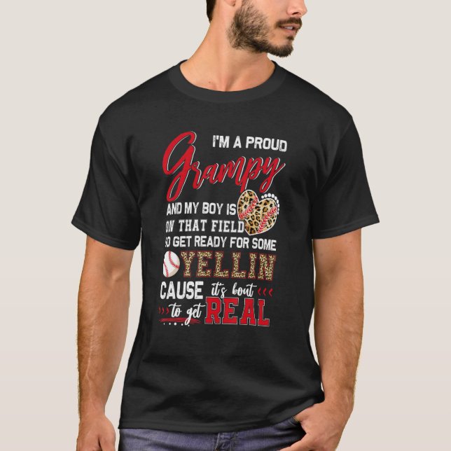 Proud Baseball Grampy Baseball-familjen matchande  T Shirt (Framsida)