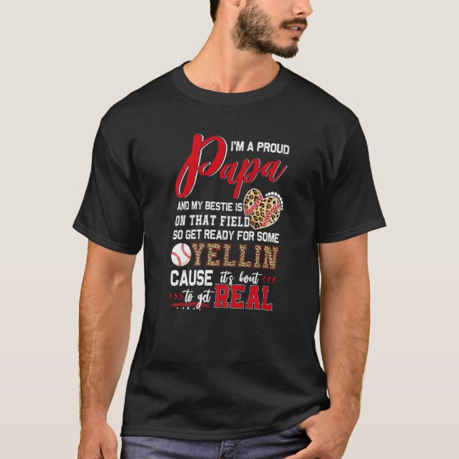 Proud Baseball Papa Baseball Family Matching   T Shirt (Framsida)