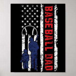 Proud Baseball Pappa American Flagga Sports Far Poster
