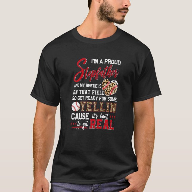 Proud Baseball Stepfather Baseball-familjmatchning T Shirt (Framsida)