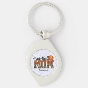 Proud Basketball Mamma - Court-Side Champion Swirl Silverfärgad Nyckelring