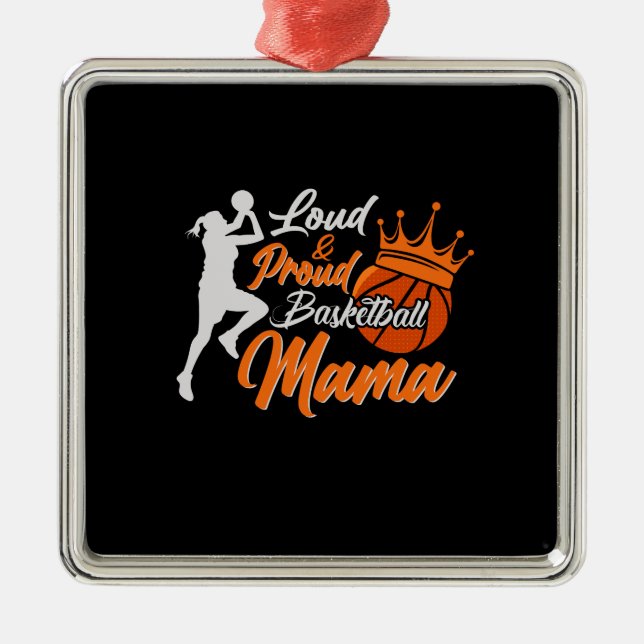 Proud Basketball Mamma Julgransprydnad Metall (Framsidan)