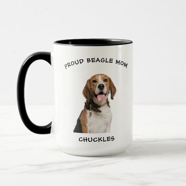 Proud Beagle Mamma Personlig Pet Hund Photo Coffee Mugg (Vänster)