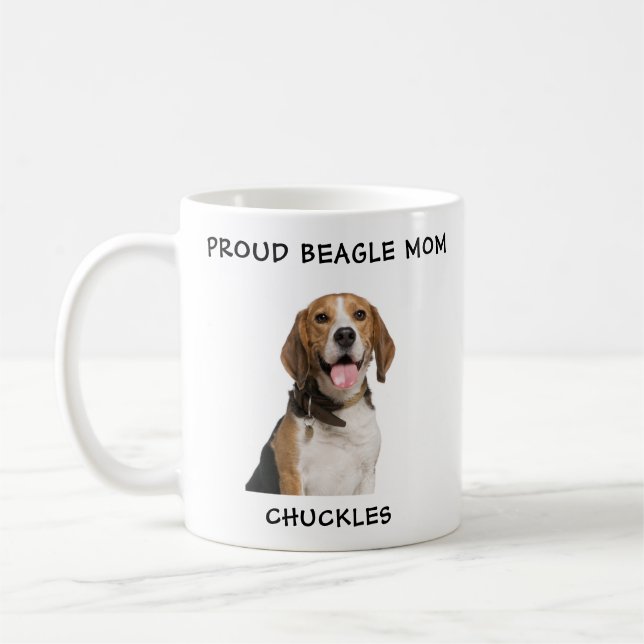 Proud Beagle Mamma Personlig Pet Hund Photo Kaffemugg (Vänster)