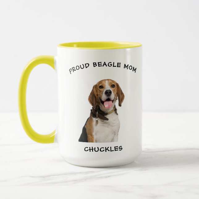 Proud Beagle Mamma Personlig Pet Hund Photo Mugg (Vänster)