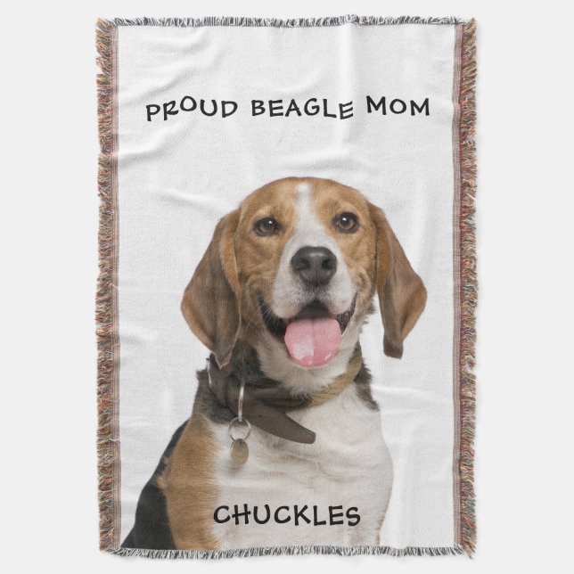Proud Beagle Mamma Pet Photo Anpassningsbar Filt (Framsidan Vertikal)