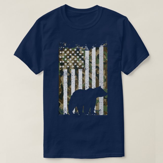 Proud Bear Hunter American Flag Bear Hunting Lover T Shirt (Design framsida)