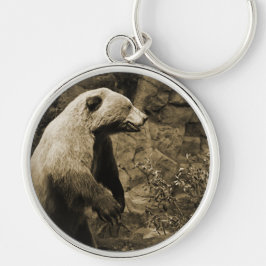 Proud Bear Rund Silverfärgad Nyckelring