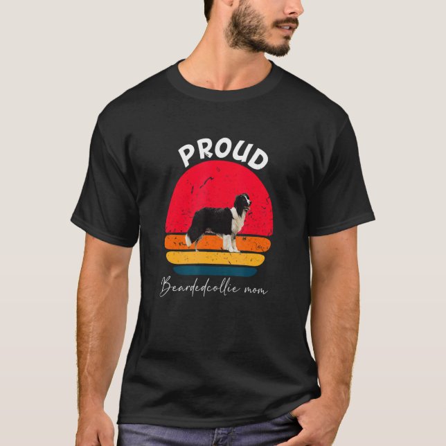 Proud Bearded Collie Hund Mamma T Shirt (Framsida)