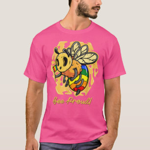 Proud Bee HBT Rainbow Flagga Lesbisk Gay Biseual T Shirt