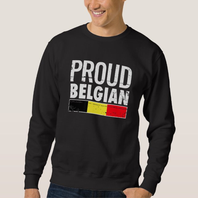 Proud Belgium Flagga Lång Ärmad Tröja (Framsida)