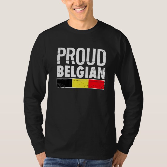 Proud Belgium Flagga T Shirt (Framsida)
