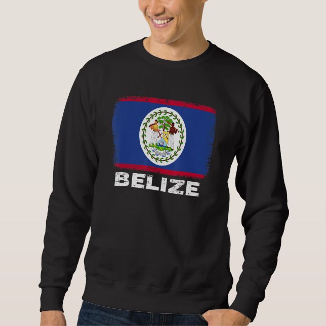 Proud Belize Flagga Support Belizean People Manar  Lång Ärmad Tröja (Framsida)