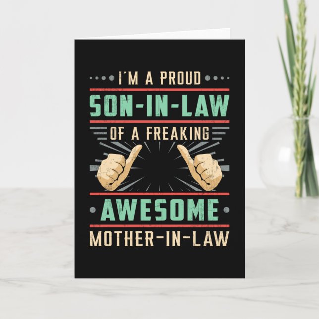 Proud Best Son in Law Freaking Son Gift Idea Kort (Framsida)