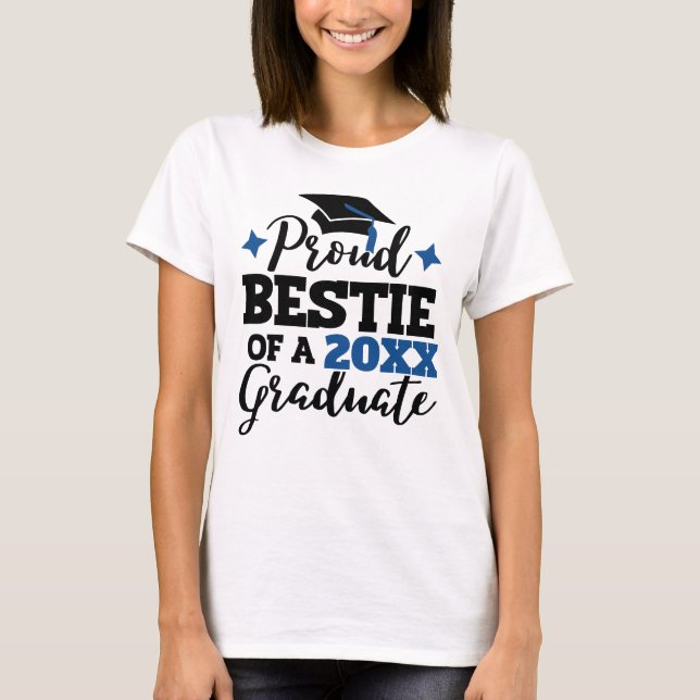 Proud Bestie of a 2022 student black blue tassel T Shirt (Framsida)