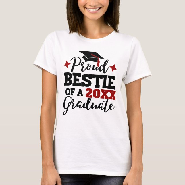 Proud Bestie of a 2022 student black red tassel T Shirt (Framsida)