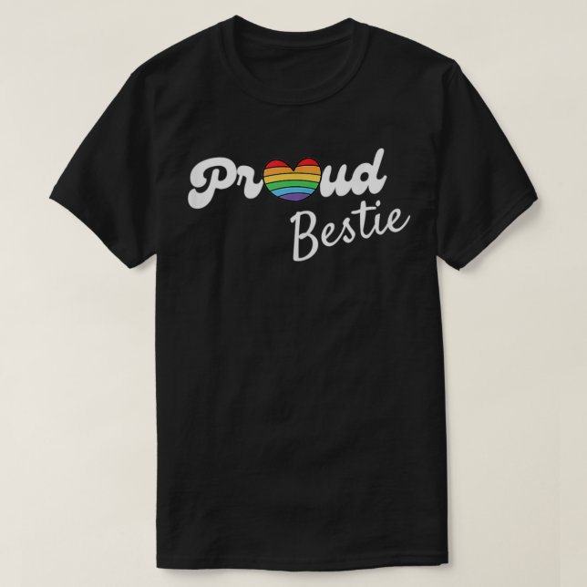 Proud Bestie Pride Best Friend Ally Gay pride T Shirt (Design framsida)