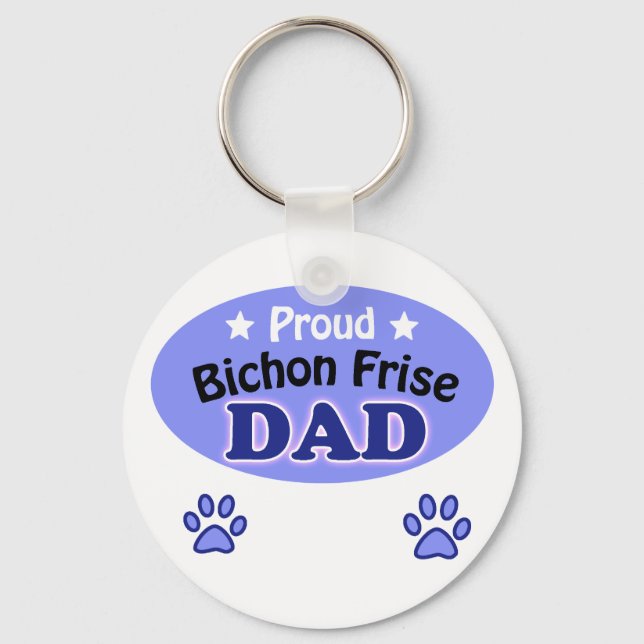 Proud Bichon Frise Pappa Nyckelring (Framsida)