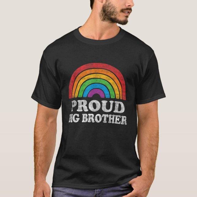 Proud Big Brother LGBTQ Rainbow Support LGBT Gay P T Shirt (Framsida)
