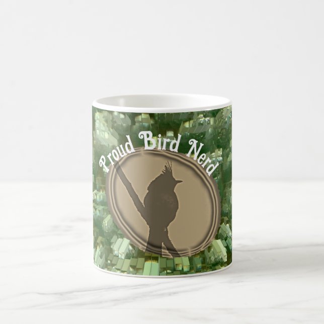 Proud Bird Nerd Silhouette Brown Grönt Birder Kaffemugg (Center)