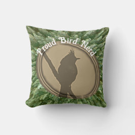Proud Bird Nerd Silhouette Brown Grönt Birder Kudde