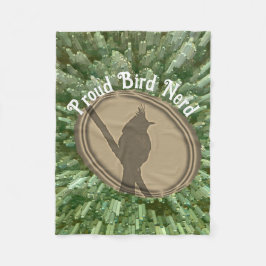 Proud Bird Nerd Silhouette Grönt Brown Birding Fleecefilt