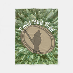 Proud Bird Nerd Silhouette Grönt Brown Birding Fleecefilt