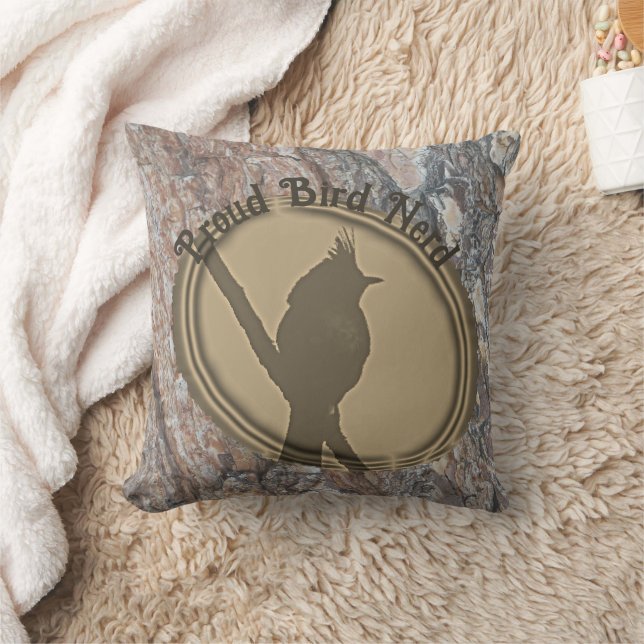 Proud Bird Nerd Silhouette Rustic Abstrakt Forest Kudde (Filt)