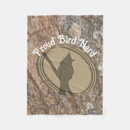 Proud Bird Nerd Silhouette Rustic Brown Birding Fleecefilt