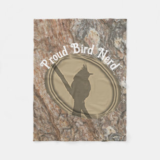 Proud Bird Nerd Silhouette Rustic Brown Birding Fleecefilt