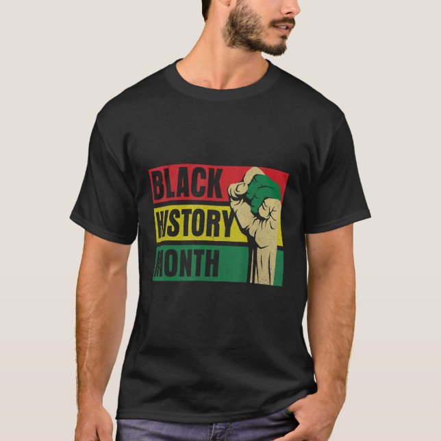 Proud Black African American Melanin Pride Black H T Shirt (Framsida)