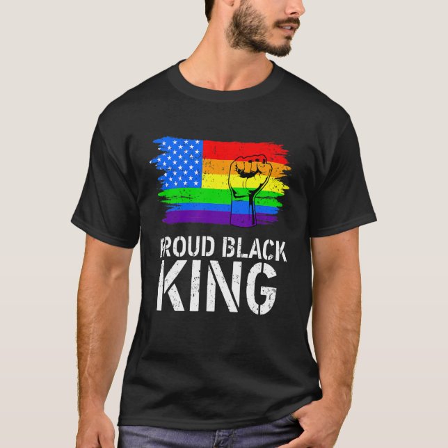 Proud Black Kung Pappa Fars dag Lgbt Gay pride Ra T Shirt (Framsida)