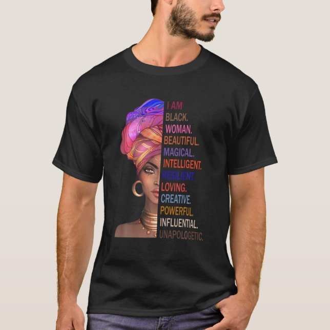 Proud Black Magic Afro Black Woman African Queen P T Shirt (Framsida)