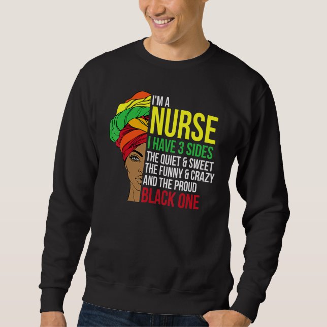Proud Black Nurse Woman Afro Cool Black History Mo Lång Ärmad Tröja (Framsida)