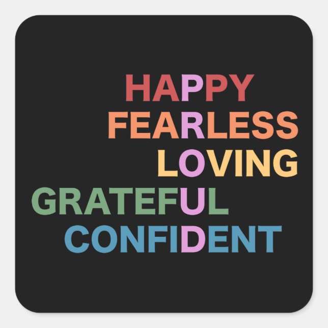 PROUD Black Square-etikett Fyrkantigt Klistermärke (Framsida)