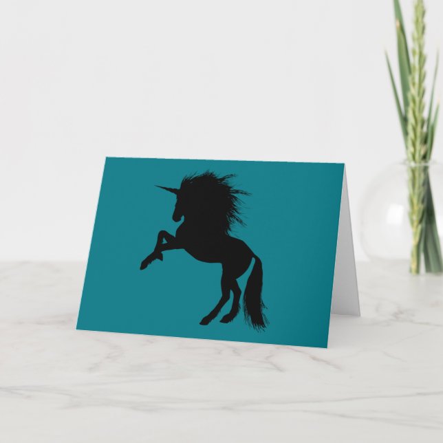 Proud Black Unicorn Silhouette Fantasy Animal, ZKA Kort (Framsida)