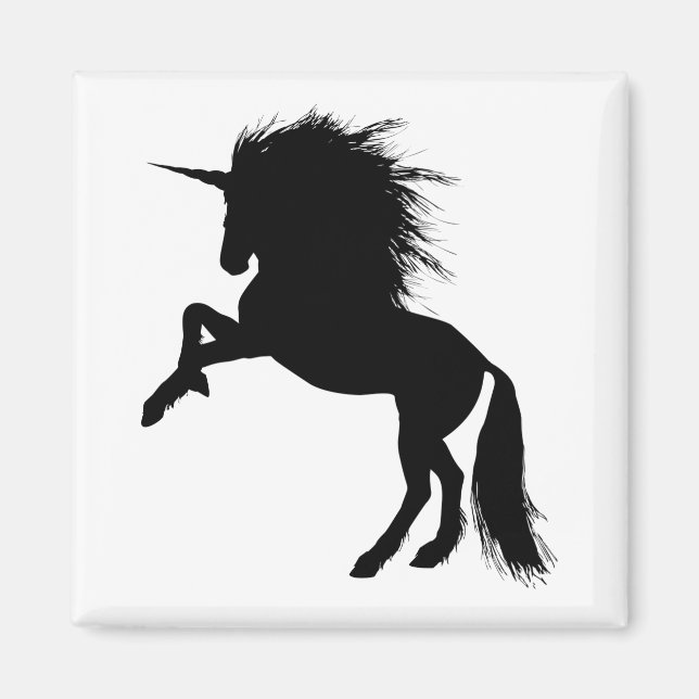 Proud Black Unicorn Silhouette Fantasy Animal, ZKA Magnet (Framsidan)