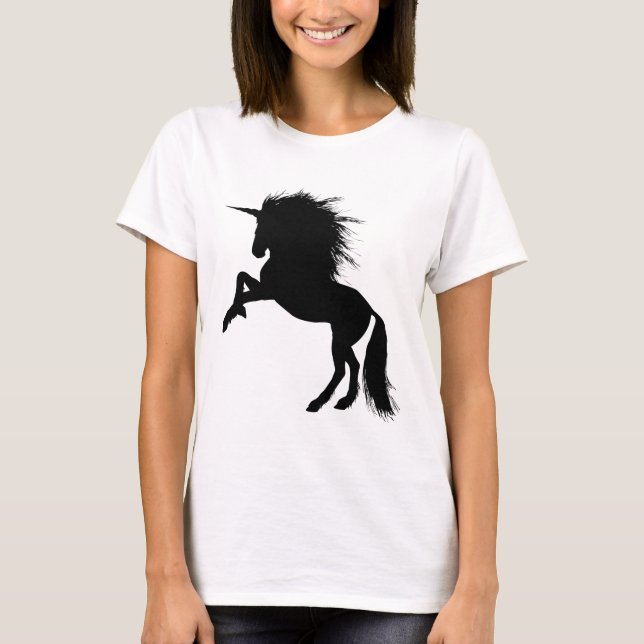 Proud Black Unicorn Silhouette Fantasy Animal, ZKA T Shirt (Framsida)