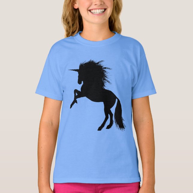 Proud Black Unicorn Silhouette Fantasy Animal, ZKA T Shirt (Framsida)