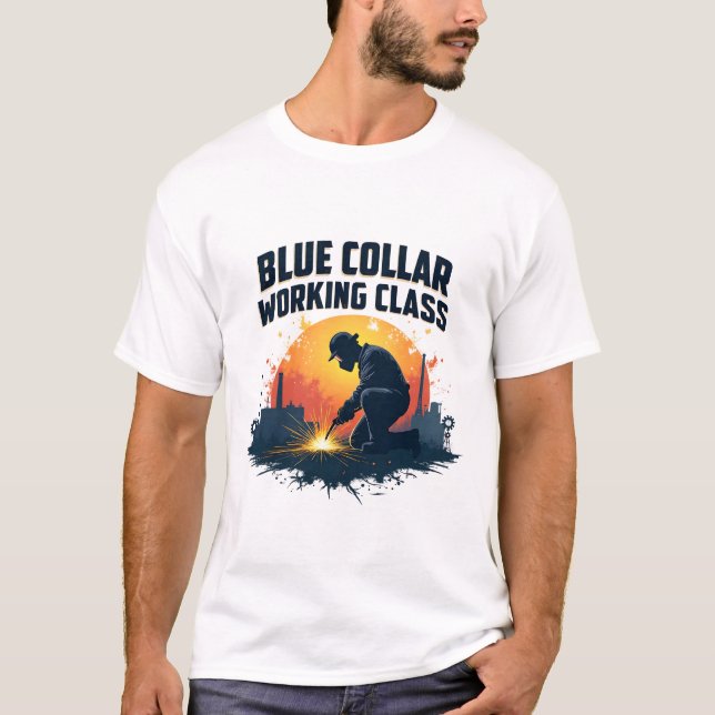 Proud Blue Collar Working Class Welt Shirt T (Framsida)