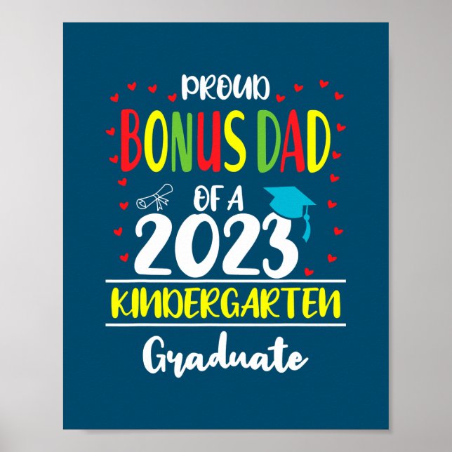 Proud Bonus Pappa i klass 2023 Kindergarten Poster (Framsidan)