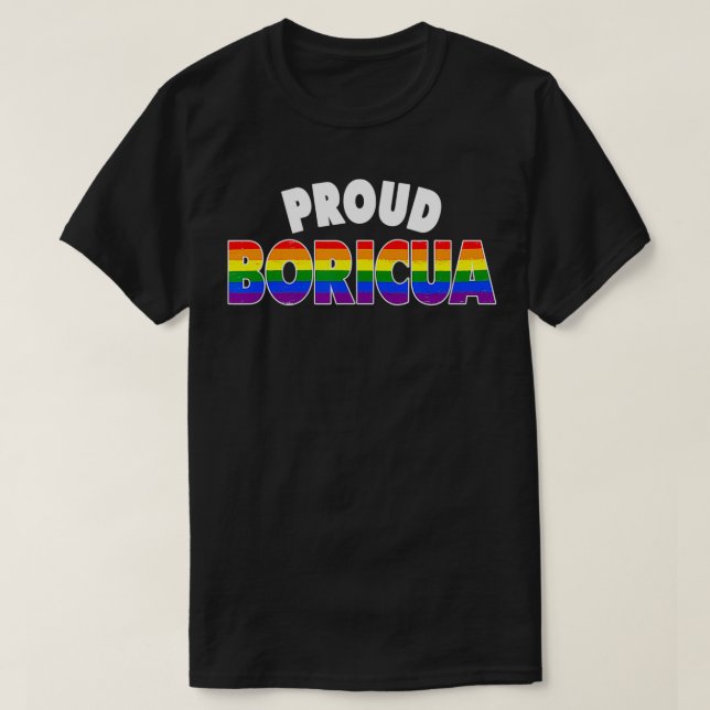 Proud Boricua Gay pride LGBT Rainbow Puerto Rican T Shirt (Design framsida)