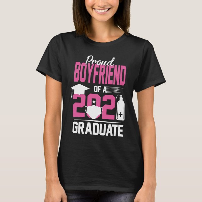 Proud Boyvän till Student 2021 med Ansikte Mask T Shirt (Framsida)