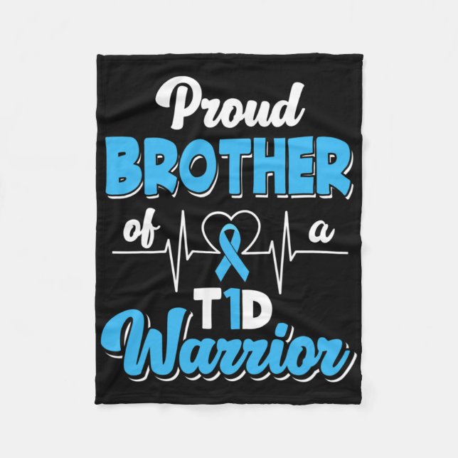 Proud Broder A T1d Warrior Diabetes A Fleecefilt (Framsidan)