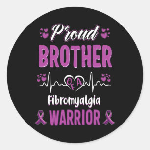 Proud Brother Fibromyalgia Warrior Awareness Ribbo Runt Klistermärke