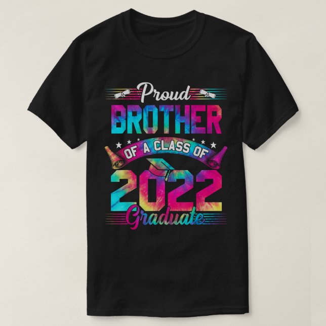 Proud Brother of a 2022 Studenten Tie Dye Senior  T Shirt (Design framsida)