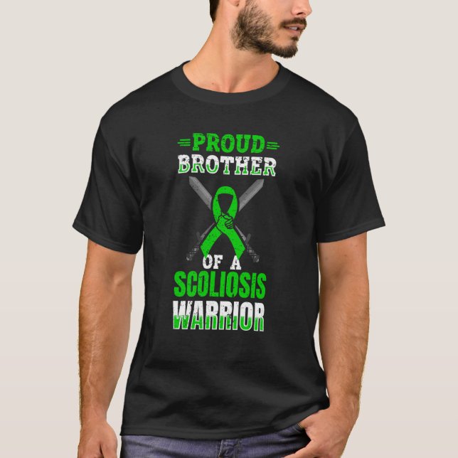 Proud Brother Of A Scoliosis Warrior  Scoliosos su T Shirt (Framsida)